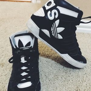 Black and White Adidas Spell Out Sneakers